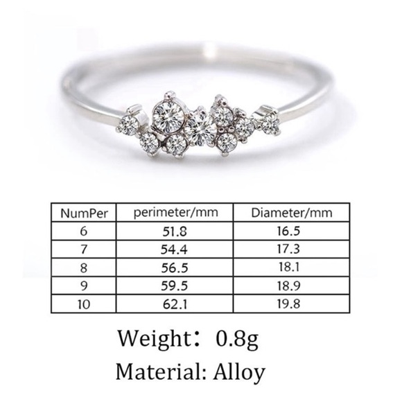 NEW!๐๐DELICATE BEAUTIFUL CZ RING๐๐SIVER TONE 7 - Picture 3 of 4